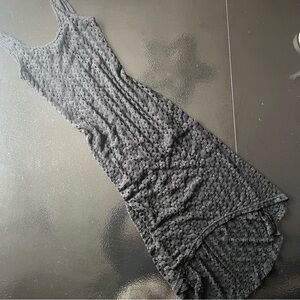 Sleeveless Cotton Knit Textured Maxi Dress Black Xhilaration Small